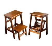 Drsyffsup Sgabello pieghevole a 2 livelli, scala in legno, sgabello pieghevole multiuso con pedale largo, sgabello portatile in legno per cucina, armadio, camera da letto, biblioteca, ufficio