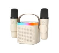 DRSYXCS Karaoke con Microfono, Karaoke Macchina per Bambini più 2 microfoni, altoparlante portatile bluetooth per karaoke con cambio di voce e luce a led (Bianco)