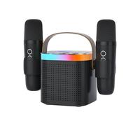 DRSYXCS Karaoke con Microfono, Karaoke Macchina per Bambini più 2 microfoni, altoparlante portatile bluetooth per karaoke con cambio di voce e luce a led (nero)