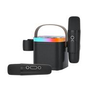 DRSYXCS Karaoke con Microfono, Karaoke Macchina per Bambini più 2 microfoni, altoparlante portatile bluetooth per karaoke con cambio di voce e luce a led (nero)