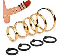 DRTBAC 9 Anelli for il pene for uomo, 5 misure Anello for il pene in metallo dorato Scroto Bondage Ball Stretcher + 4 Anelli estensibili in silicone for il prepuzio con anelli for il glande e la palla