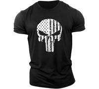 DRTBAC Abbigliamento Palestra Uomo Pun.ish-er, Maglia Palestra Uomo Traspirante, T-Shirt Uomo Girocollo Traspirante(Black,XL)