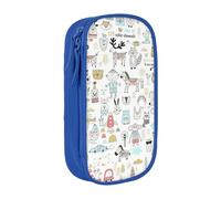 DRTGEDS Animal Rabbit Fox Dee carino astuccio, astuccio estetico per penne, astuccio colorato con cerniera, custodia per cancelleria Kawaii, Blu, Taglia unica, Sportivo