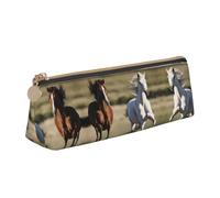 DRTGEDS Astuccio alla moda con cavalli che corrono, astuccio portatile per penne, cancelleria con cerniera, per ufficio, viaggi