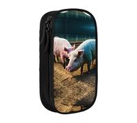 DRTGEDS Astuccio carino con maiali in fattoria, astuccio per penne estetiche, astuccio colorato con cerniera, custodia per cancelleria Kawaii