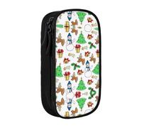 DRTGEDS Astuccio carino con scritta "Merry Christmas", astuccio per penne estetiche, astuccio colorato con cerniera, custodia per cancelleria Kawaii, Nero , Taglia unica, Sportivo