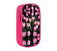 DRTGEDS Astuccio carino rosso e tulipani, astuccio per penne estetiche, astuccio colorato con cerniera, stoccaggio di cancelleria Kawaii