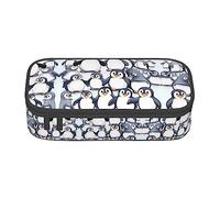 DRTGEDS Astuccio con molti simpatici pinguini con disegno di pinguini, grande capacità, astuccio portapenne con 4 scomparti, per uomini e donne