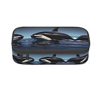 DRTGEDS Astuccio con stampa orca killer whale, grande capacità, astuccio portapenne con 4 scomparti, per uomini e donne