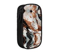 DRTGEDS Astuccio in rame con schegge in marmo, astuccio a scomparti multipli, astuccio portatile, astuccio colorato per ufficio