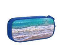 DRTGEDS Astuccio per matite di grande capacità, con spiaggia bianca, motivo mare tropicale, astuccio per cancelleria per ufficio, Blu, Taglia unica, Sportivo
