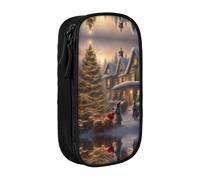 DRTGEDS Astuccio per matite Merry Christmas, astuccio per matite multi, astuccio portatile, astuccio per penne colorate per ufficio, Nero , Taglia unica, Sportivo