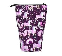 DRTGEDS Astuccio pop-up rosso con unicorni e astuccio per cosmetici, telescopico, organizer per trucchi