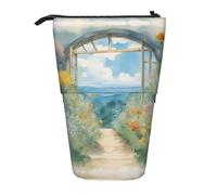 DRTGEDS Astuccio telescopico per matite con acquerelli e fiori, organizer per cancelleria, con cerniera