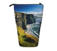 DRTGEDS Astuccio telescopico per matite e matite, con cerniera e scritta "Clare The Cliffs", con motivo Irlanda all'aperto