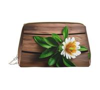 DRTGEDS Beauty case da viaggio con fiori color foglia di tè su tavola, borsa per il trucco da viaggio, mini borsa per cosmetici da donna, bianco, Taglia unica
