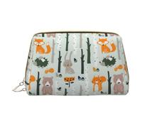 DRTGEDS Beauty case da viaggio con grazioso orso volpe e albero di uccello, borsa per il trucco da viaggio, mini borsa per cosmetici da donna, bianco, Taglia unica
