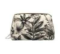 DRTGEDS Beauty case da viaggio con motivo botanico con erbe floreali, borsa per trucchi da viaggio, mini borsa per cosmetici da donna, bianco, Taglia unica