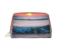 DRTGEDS Beauty case da viaggio con tramonto e alba con onde oceaniche, borsa per il trucco da viaggio, mini borsa per cosmetici da donna, bianco, Taglia unica
