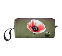 DRTGEDS Bella borsa cosmetica dell'inchiostro del fiore del papavero per le donne piccola borsa di trucco per la borsa del trucco del sacchetto di trucco di viaggio della, Bellissimo inchiostro a