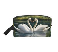DRTGEDS Bella borsa da toilette da uomo con cigni bianchi sul lago, borsa da toeletta portatile da viaggio, borsa da barba, piccola borsa, Bellissimi cigni bianchi sul lago, Taglia unica