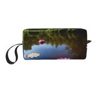 DRTGEDS Bella piccola borsa con cerniera a forma di fiore di loto, mini custodia da viaggio per trucco, borsa cosmetica, elettronica portatile, Bellissimo fiore di loto, Taglia unica