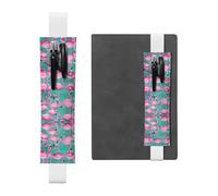 DRTGEDS Bella rosa fenicotteri colorati elastici in pelle pvc portapenne regali, portapenne staccabile per notebook