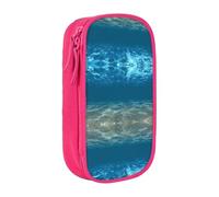 DRTGEDS Blue Ocean Sea Wavy Seascape Cute Pencil Case, Astuccio estetico della penna, Sacchetto di matita colorato con cerniera, Kawaii Cancelleria Storage