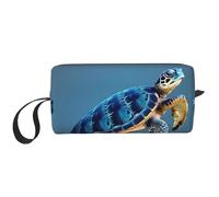 DRTGEDS Blue Sea Turtle Pinta Piccola Borsa con Cerniera Mini Viaggio Trucco Borsa Cosmetici Borsa Portatile Elettronica, Blue Sea Turtle Pinta, Taglia unica