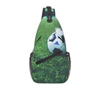 DRTGEDS Borsa a tracolla diagonale con stampa di pallone da calcio su erba, borsa a tracolla zaino a tracolla per donne uomini, escursionismo, Nero, One Size, Borsa a croce diagonale