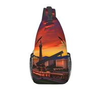 DRTGEDS Borsa a tracolla diagonale con stampa tramonto di Las Vegas, zaino a tracolla tracolla borsa a tracolla per donne uomini, escursionismo, Nero, One size, Borsa a tracolla diagonale
