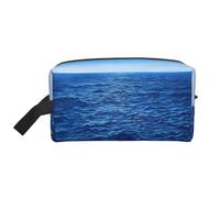 DRTGEDS Borsa blu dell'oceano del mare della toilette, borsa cosmetica di trucco, borsa di viaggio per gli articoli da toeletta, borsa di stoccaggio con la chiusura, Blue Ocean Sea1, Taglia unica