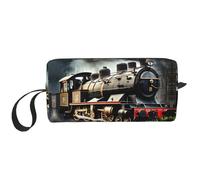 DRTGEDS Borsa da toilette da uomo, a forma di locomotiva a vapore, portatile, da viaggio, per articoli da toeletta, borsa da barba, piccola, bianca, taglia unica, Bianco, One Size