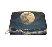 DRTGEDS Borsa da toilette da uomo con luna e mare, borsa da toeletta portatile da viaggio, borsa da barba, piccola borsa, bianco, Taglia unica