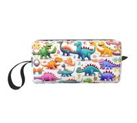 DRTGEDS Borsa da toilette da uomo, con molti dinosauri colorati in stile cartone animato, borsa da toeletta da viaggio, borsa da barba, piccola, bianca, taglia unica, Bianco, One Size