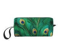 DRTGEDS Borsa da toilette da uomo, con piume di pavone verde, borsa organizer da viaggio portatile, borsa da barba, piccola borsa, bianco, Taglia unica