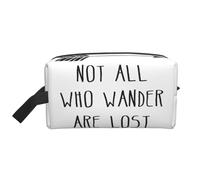 DRTGEDS Borsa da toilette da uomo, con scritta in lingua inglese "Not All Who Wander Are Lost", borsa da toeletta portatile da viaggio, borsa da barba, piccola pochette, Non tutti coloro che vagano