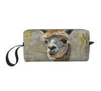 DRTGEDS Borsa da toilette da uomo in alpaca con lama e lama da viaggio, borsa da barba, piccola borsa da viaggio, bianco, Taglia unica