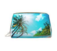 DRTGEDS Borsa da toilette da viaggio a tema spiaggia tropicale, borsa per il trucco da viaggio, mini borsa per cosmetici da donna, bianco, Taglia unica