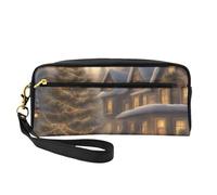 DRTGEDS Borsa per cosmetici da viaggio con scritta "Merry Christmas", borsa da trucco da donna, custodia organizer per trucchi da viaggio, essenziale da viaggio, nero, Taglia unica