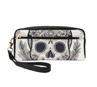 DRTGEDS Borsa per cosmetici da viaggio con teschio messicano, borsa per trucco da donna, custodia organizer da viaggio, Nero, One Size