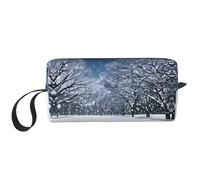 DRTGEDS Borsa piccola con cerniera per l'inverno, la neve, nel parco, mini borsa per il trucco da viaggio, borsa cosmetica, elettronica portatile, inverno, neve cade nel parco, taglia unica, Inverno,