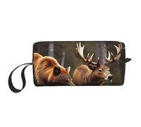 DRTGEDS Borsa piccola con chiusura lampo, mini borsa da viaggio per trucco, borsa per cosmetici, elettronica portatile, caccia alla fauna selvatica, cervo, orso alce, caccia alla fauna selvatica cervo