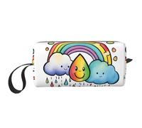 DRTGEDS Borse cosmetiche arcobaleno nuvole goccia di pioggia per le donne piccola borsa di trucco per la borsa del sacchetto di trucco del sacchetto di trucco di viaggio con la chiusura lampo, Nuvole