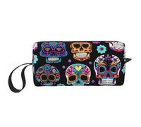 DRTGEDS Borse cosmetiche del cranio dello zucchero per le donne piccola borsa di trucco per la borsa del sacchetto di trucco del sacchetto di trucco, Teschio di zucchero, Taglia unica