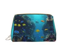 DRTGEDS Carino Blue Fish Toiletry Bag per gli uomini, borsa portatile da viaggio per articoli da toeletta, borsa da barba, piccola borsa, bianco, Taglia unica