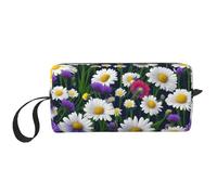 DRTGEDS Fiori selvatici e fiori di fiordaliso margherite borse cosmetiche per le donne piccola borsa per il trucco per la borsa del trucco del sacchetto di trucco borsa di viaggio con, Fiori selvatici