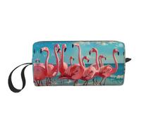 DRTGEDS Flock Of Red Flamingos On The Beach - Beauty case da uomo, portatile, da viaggio, borsa da barba, piccola, colore bianco, taglia unica, Bianco, One Size