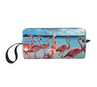 DRTGEDS Flock Of Red Flamingos On The Beach Toiletry Bag For Men Portable Travel Toiletry Organizer Bag,Shaving Bag,Little Pouch, bianco, Taglia unica