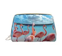 DRTGEDS Flock Of Red Flamingos On The Beach Toiletry Bag For Men Portable Travel Toiletry Organizer Bag,Shaving Bag,Little Pouch, bianco, Taglia unica